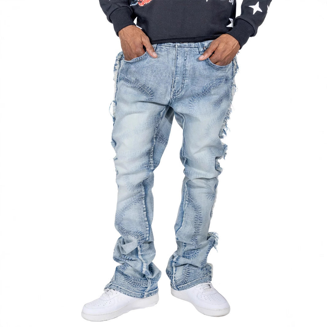 Men's Trousers Slightly Stretch Embroidered Jeans Lootquake LLC