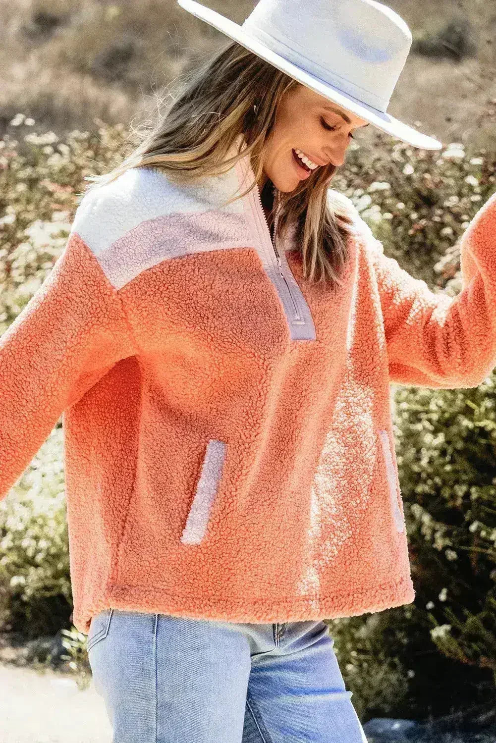 Contrast Half Zip Long Sleeve Sweatshirt - SJB-DIAMOND ELITES