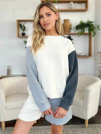 Contrast Chic: Pocketed Two-Piece Shoulder Set THRIXINE