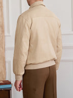 Suede Bomber Jacket Men's Casual Turn-down Collar Coat Pi-Mart