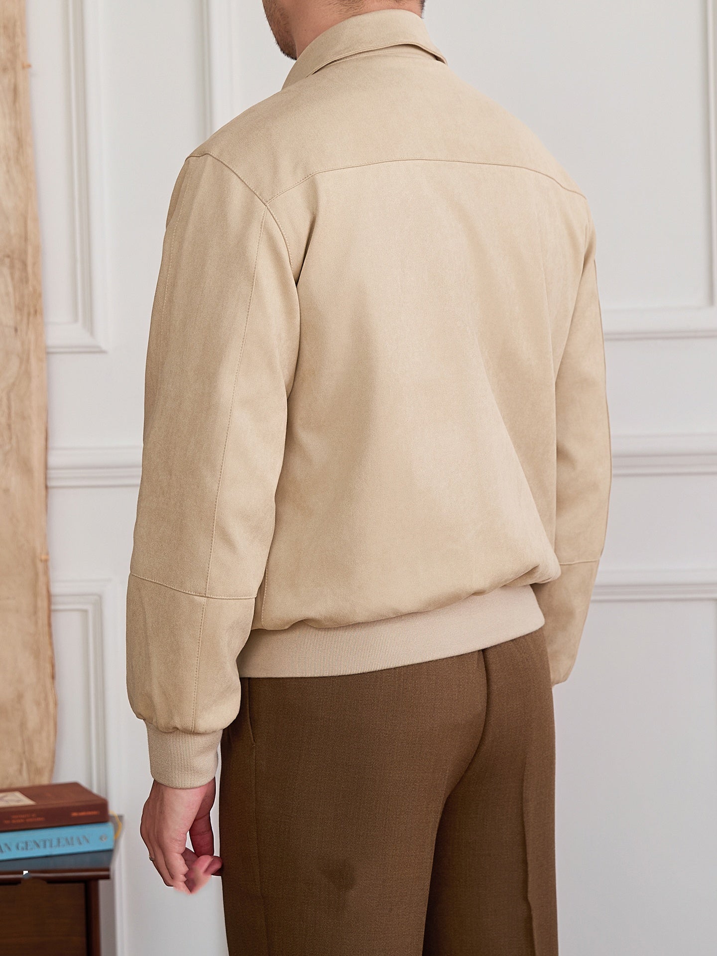 Suede Bomber Jacket Men's Casual Turn-down Collar Coat Pi-Mart