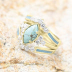 Inlaid Green Stone Ring Set Pi-Mart