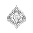 Crown Horse Eye Diamond Ring Set Copper Luxury