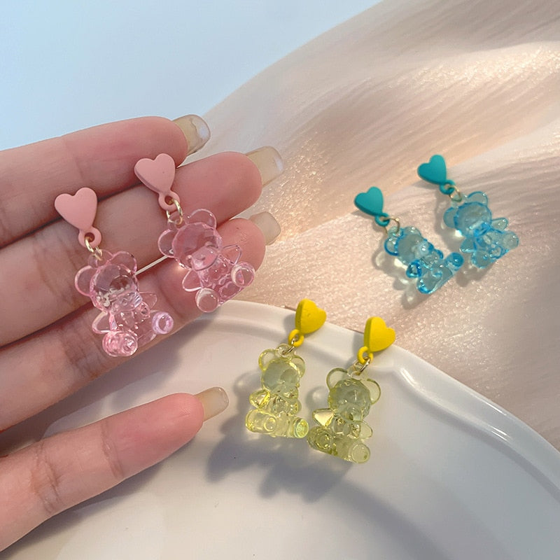 Cute Acrylic Gummy Bear Dangle Earrings Pi-Mart