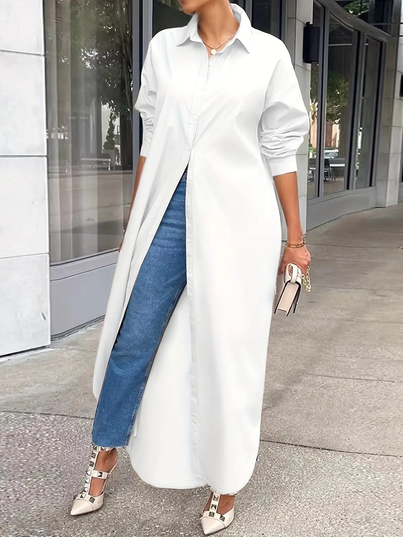 Long-sleeved Casual Shirts And Dresses With Multiple Wear Methods. - SJB-DIAMOND ELITES