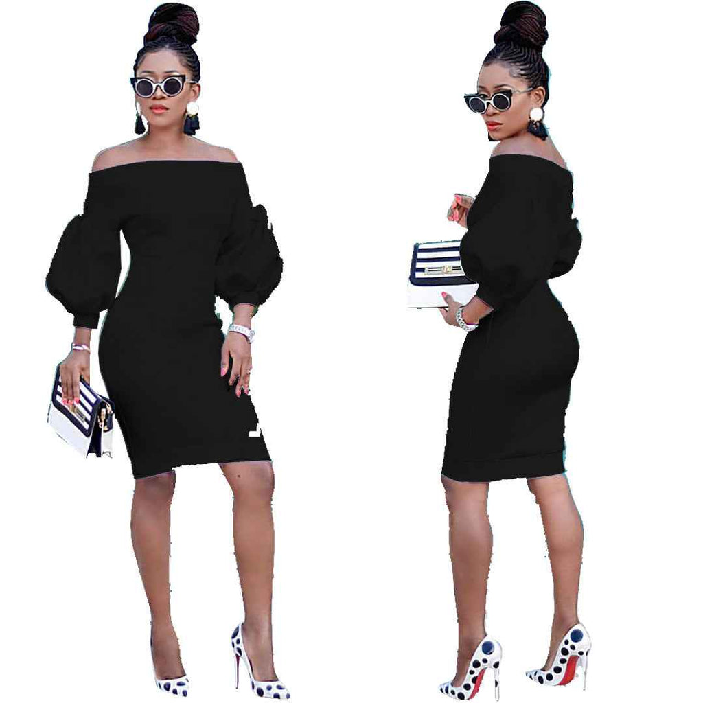 Sexy Dress Women's Off The Shoulder Bodycon Dress Lantern