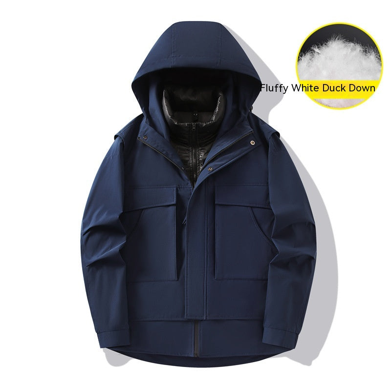 3-in-1 Waterproof Winter Jacket for Men & Women - Removable Down Liner Hooded Windbreaker (5000mm, 90 White Duck Down) - S-6XL Pi-Mart