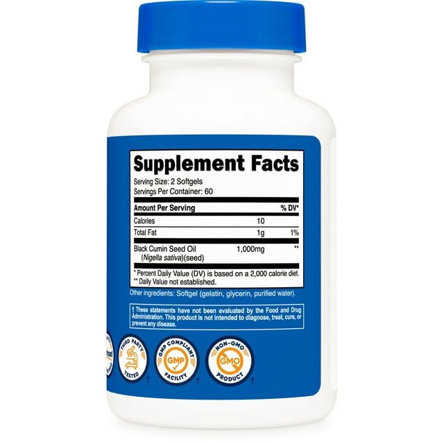 Nutricost Black Cumin Seed Oil Supplement - 120 Softgels, 1000mg per Serving, 60 Servings EasyOptionXY LLC