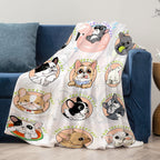 1pc Cute French Bulldog Gentle Blanket Soft Cozy Throw Blanket Nap Blanket Travel Couch Bed Office Home Decor, Gift Blanket, Available All Seasons