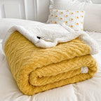 [Versatile Use] Luxurious Double-Layer Jacquard Taffeta Fleece Blanket, Thick Plush White Bed Throw for Single or Double Use - Soft, Cozy, All-Season Comfort, Ideal for Bedroom Elegance, Blanket for Bed Lootquake LLC