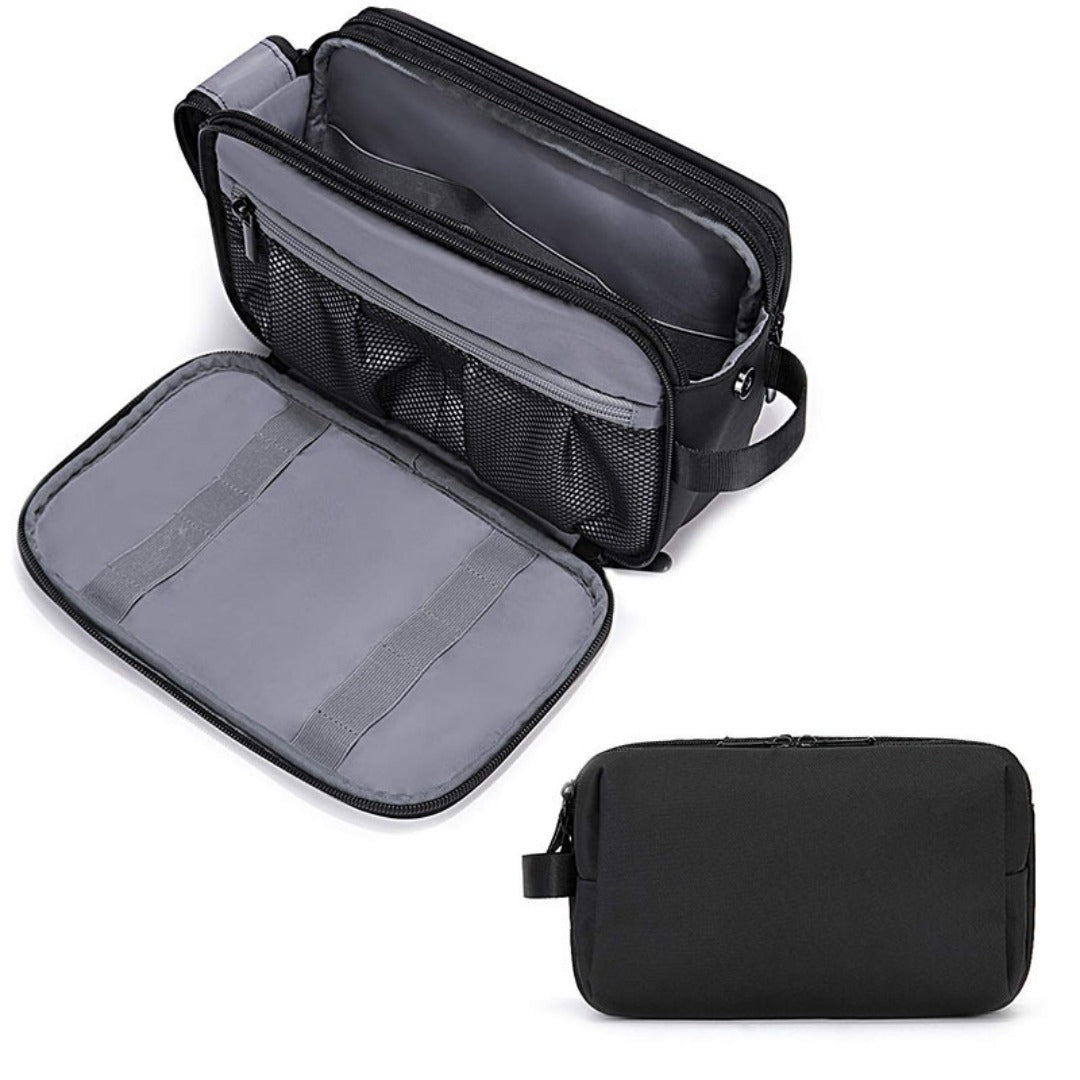 Large Capacity Men's Canvas Wash Bag – Durable Razor Storage & Cosmetic Bag with Ample Space for Travel Essentials - SJB-DIAMOND ELITES