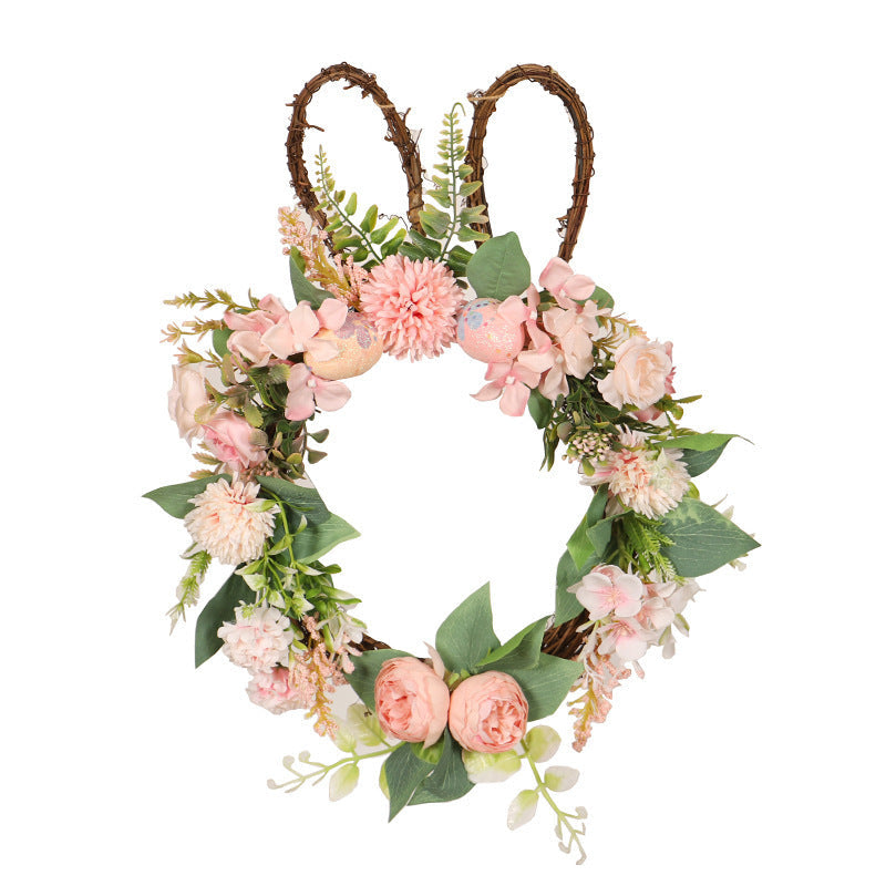 Easter Egg Simulation Wreath Easter Chrysanthemum Rabbit Modeling Decorative Pendant Pi-Mart