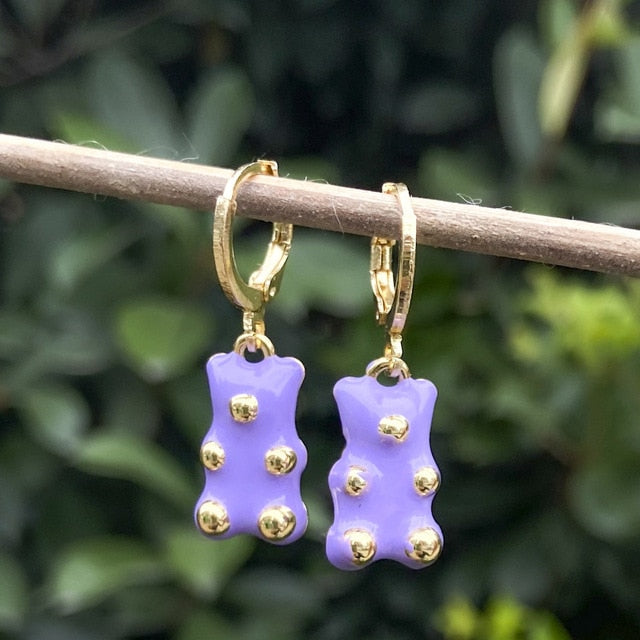 Cute Acrylic Gummy Bear Dangle Earrings Pi-Mart