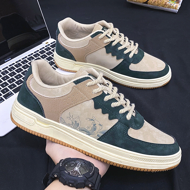 Lace-up Casual Shoes Men Soft Thick Sole Fashion Comfortable Breathable Flats Sneakers Student Platform Outdoor Walking Shoes Pi-Mart