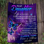1pc To My Daughter Letter Blanket Mom Gifts For Daughter Colorful Butterfly Pattern Soft Blanket Flannel Blanket For Sofa Bed Lootquake LLC