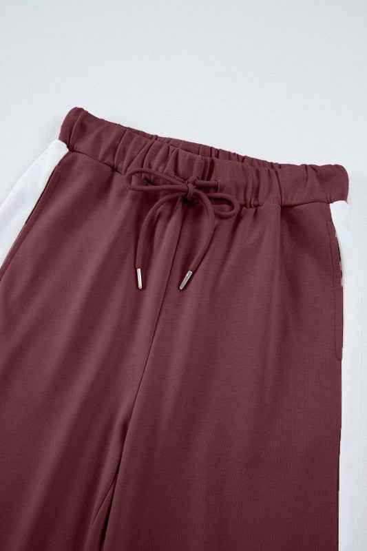 Varsity Stripe Pullover and Drawstring Pant Set THRIXINE