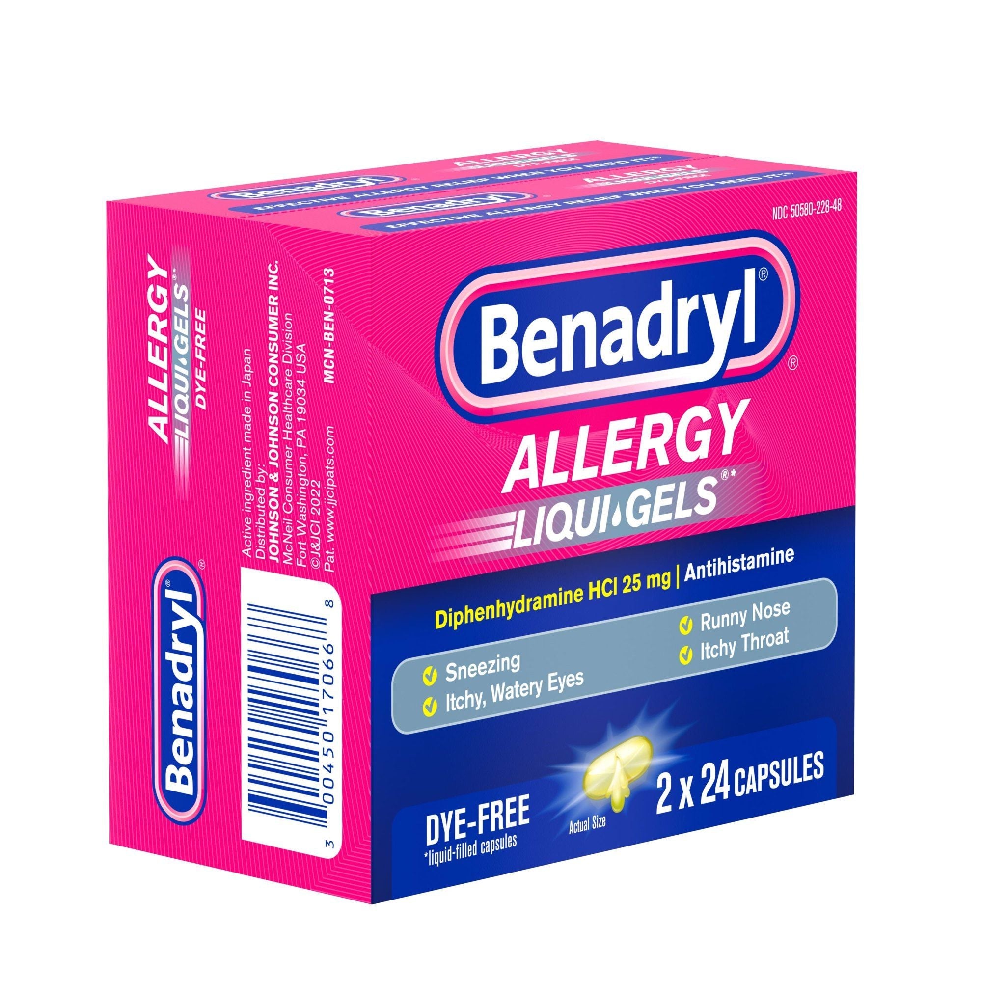 Benadryl Liqui-Gels Antihistamine Dye Free Allergy Medicine; 2 x 24 Count