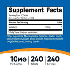 Nutricost Melatonin 10mg, 240 Tablets - 10mg Per Serving, Non-GMO, Gluten Free Supplement