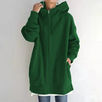 Zipper Hooded Long Plus Fleece Sweatshirt Pi-Mart