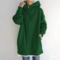 Zipper Hooded Long Plus Fleece Sweatshirt Pi-Mart