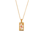 Fashion Tarot Necklace With Rhinestones Diamond Set Pendant Stainless Steel Rectangular Drip Necklace Jewelry Pi-Mart