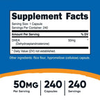 Nutricost DHEA 50mg, 240 Capsules - Gluten Free, Soy Free, Non-GMO, Supplement EasyOptionXY LLC