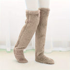 Fuzzy Thigh High Stockings, Warm Over-the-Knee Socks for Women, Solid Color Lootquake LLC