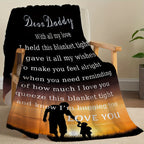 Father's Day Gift Throw Blanket for Beloved Dad - Personalized Birthday I Love You My Dad Soft Polyester Blanket - Preppy Style Chunky Knit All Seasons Cozy Bed Cover with Unique Embellishments and Occasion Theme