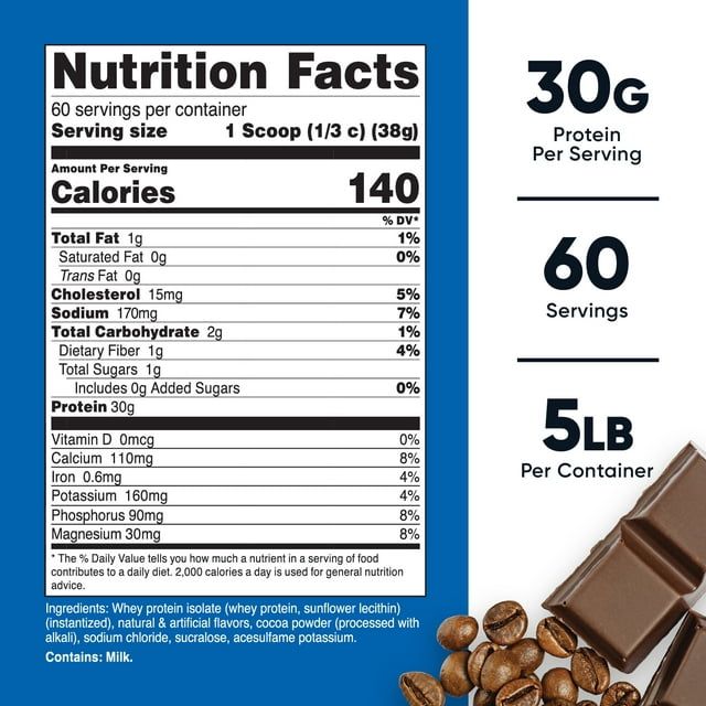 Nutricost Whey Protein Isolate Powder (Mocha) 5LBS - Non-GMO & Gluten Free