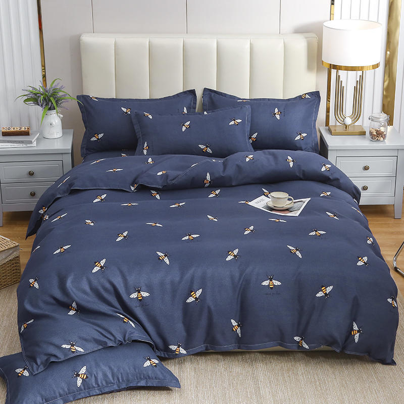 Simple Cotton Sanding Four-piece Set Thickening Small Bed Quilt Cover Pi-Mart