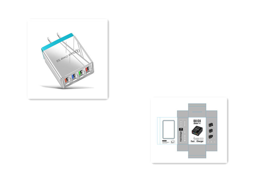 USB Charger Quick Charge 3.0 4 Phone Adapter For Tablet Portable Wall Mobile Charger Fast Charger Pi-Mart