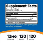 Nutricost Astaxanthin 12mg, 120 Softgels - Gluten Free & Non-GMO Supplement