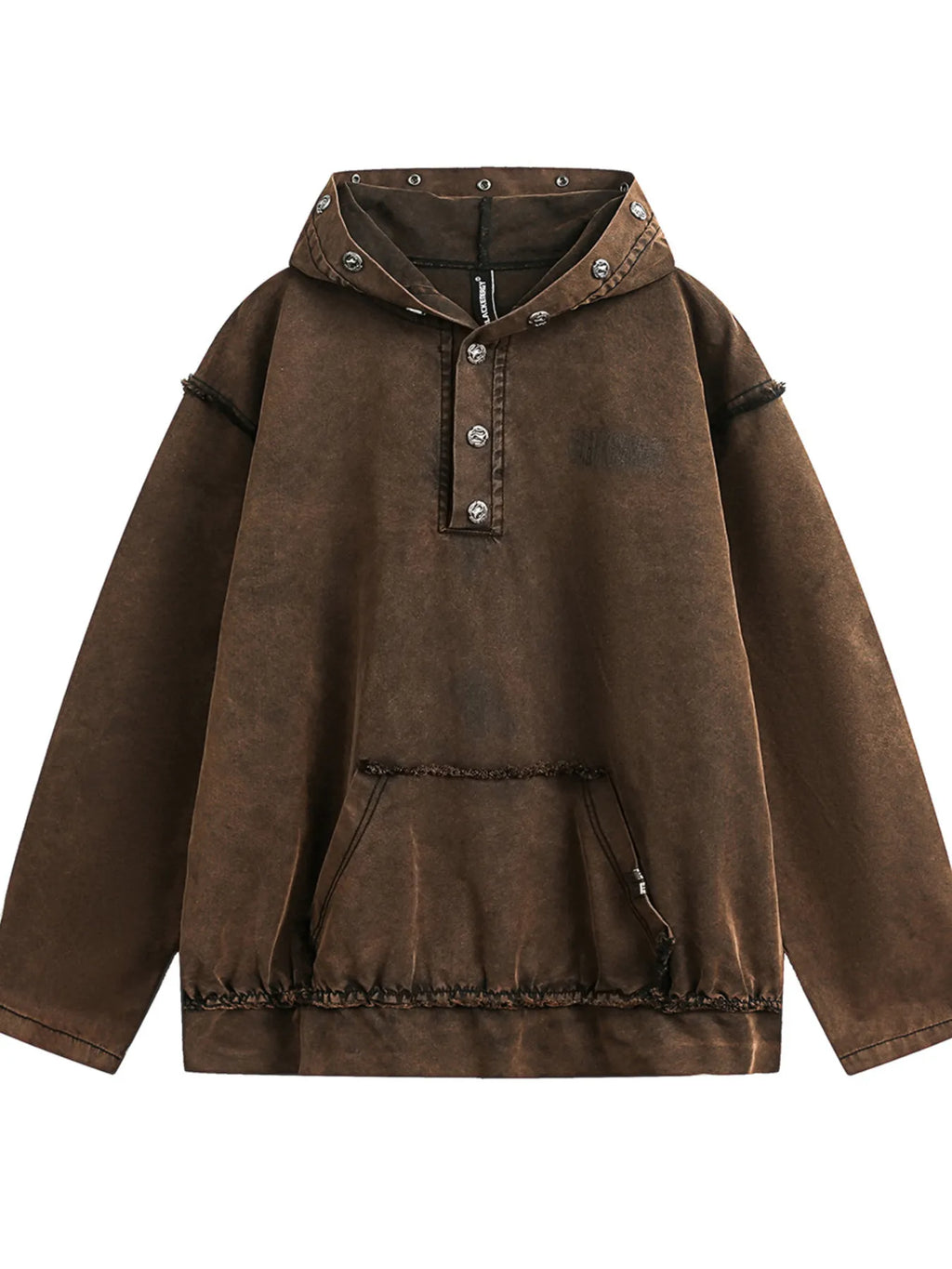 Men's Washed Frayed Hem Hoodie