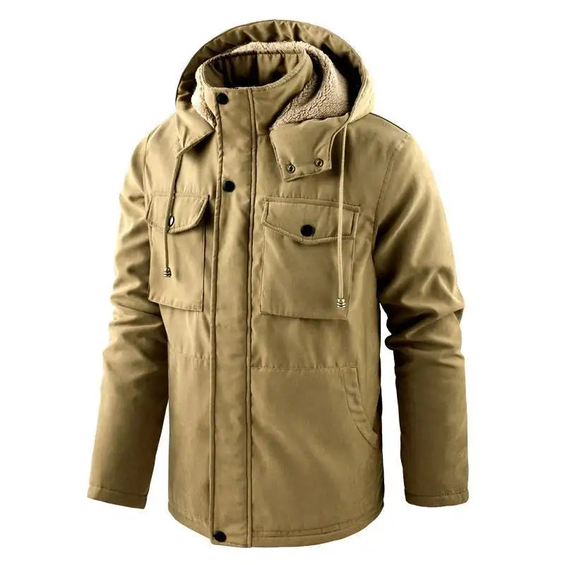 Thick Detachable Hat Lambswool Jacket
