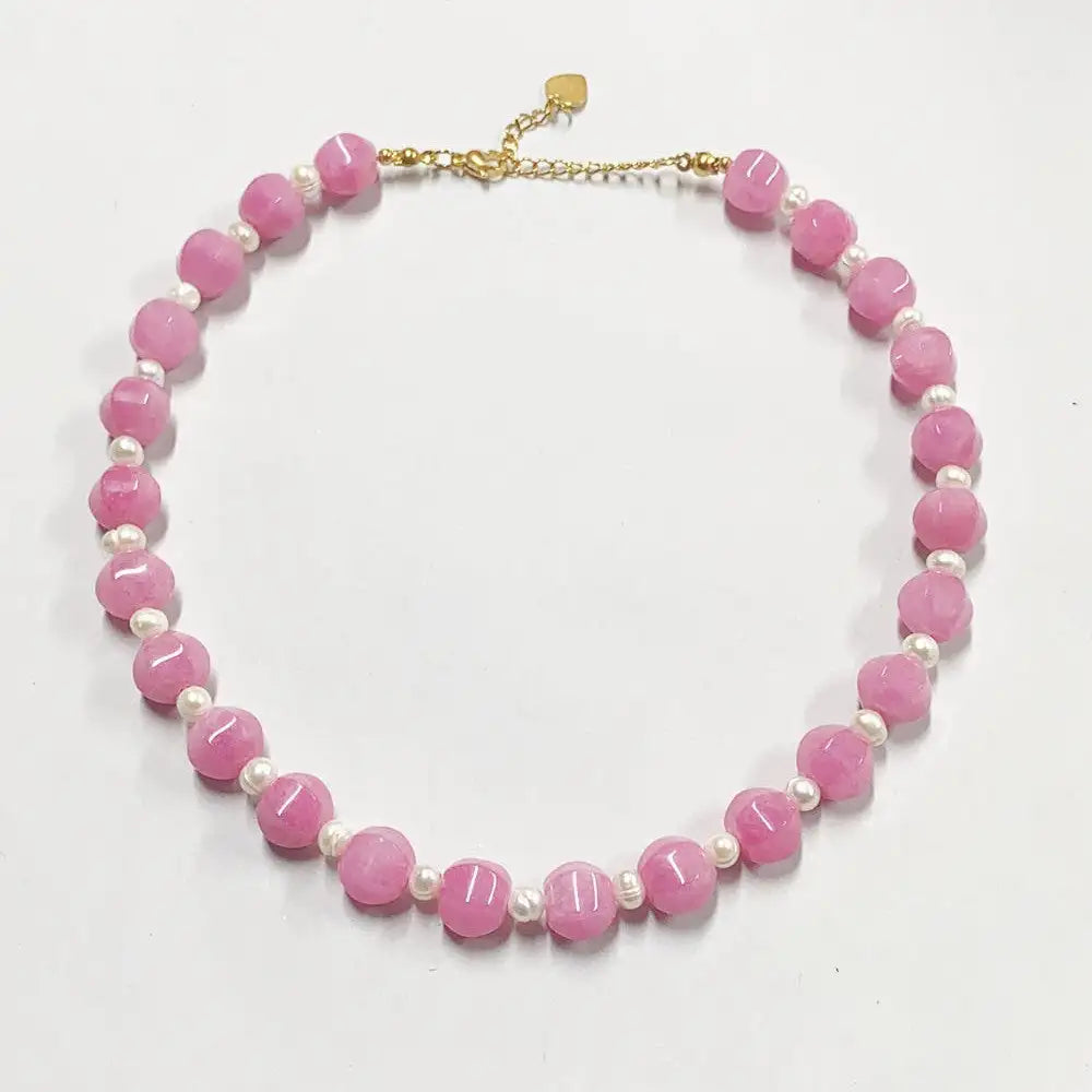 New Retro Dark Red Natural Stone Sweater Chain