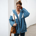 Long-sleeved fur stitching hooded sweatshirt Pi-Mart