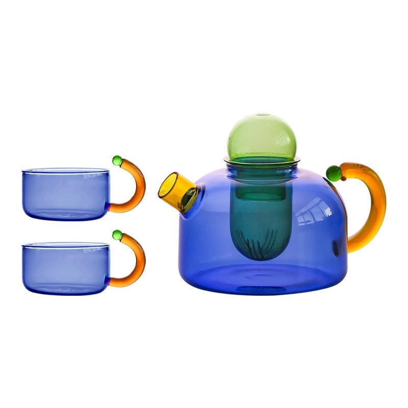 Creative Contrast Color High Temperature Resistant Glass Teapot Pi-Mart