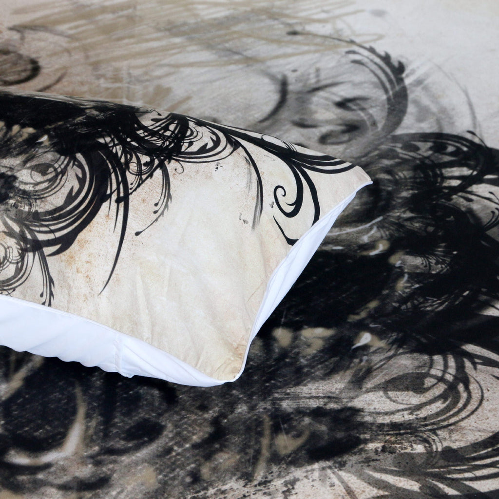 Black hair head quilt cover three-piece bedding set Pi-Mart