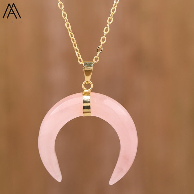 Moon Shape Amethyst Necklace Pi-Mart