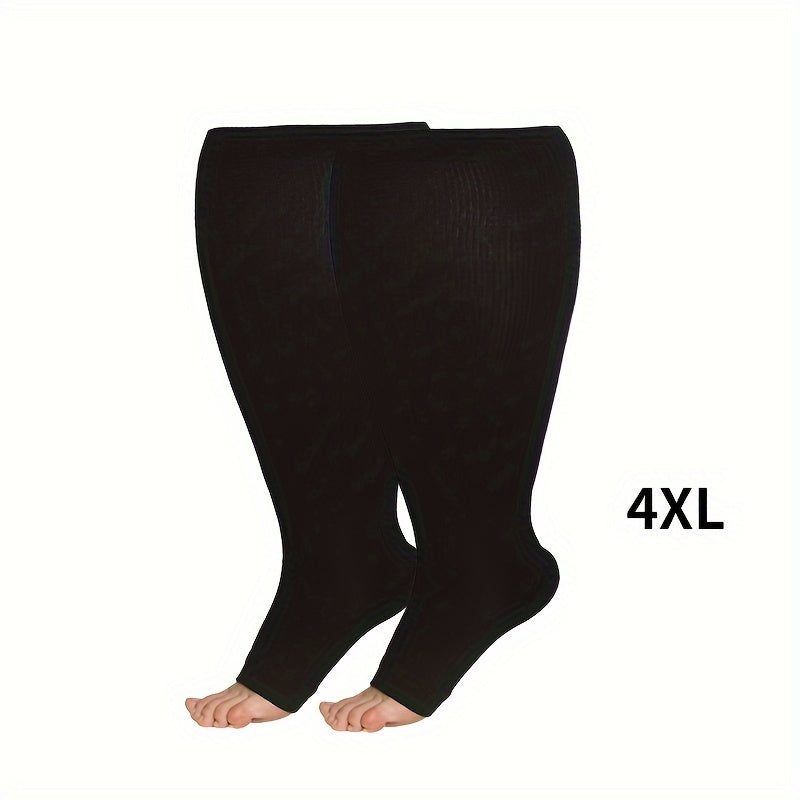 1pair Unisex Plus Size Compression Socks, Knee Length 20-30 Mmhg Breathable Circulation Calf Socks, Women Men's Socks & Hosiery Lootquake LLC