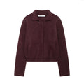 Plain Stitch Bomber Jacket Outer Women's Clothing Pi-Mart