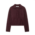 Plain Stitch Bomber Jacket Outer Women's Clothing Pi-Mart