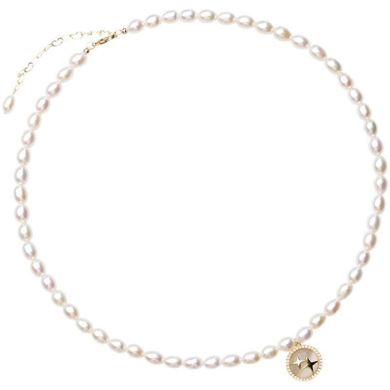 Baroque Natural Pearl Necklace Women's Opal Starlight Pendant Pi-Mart