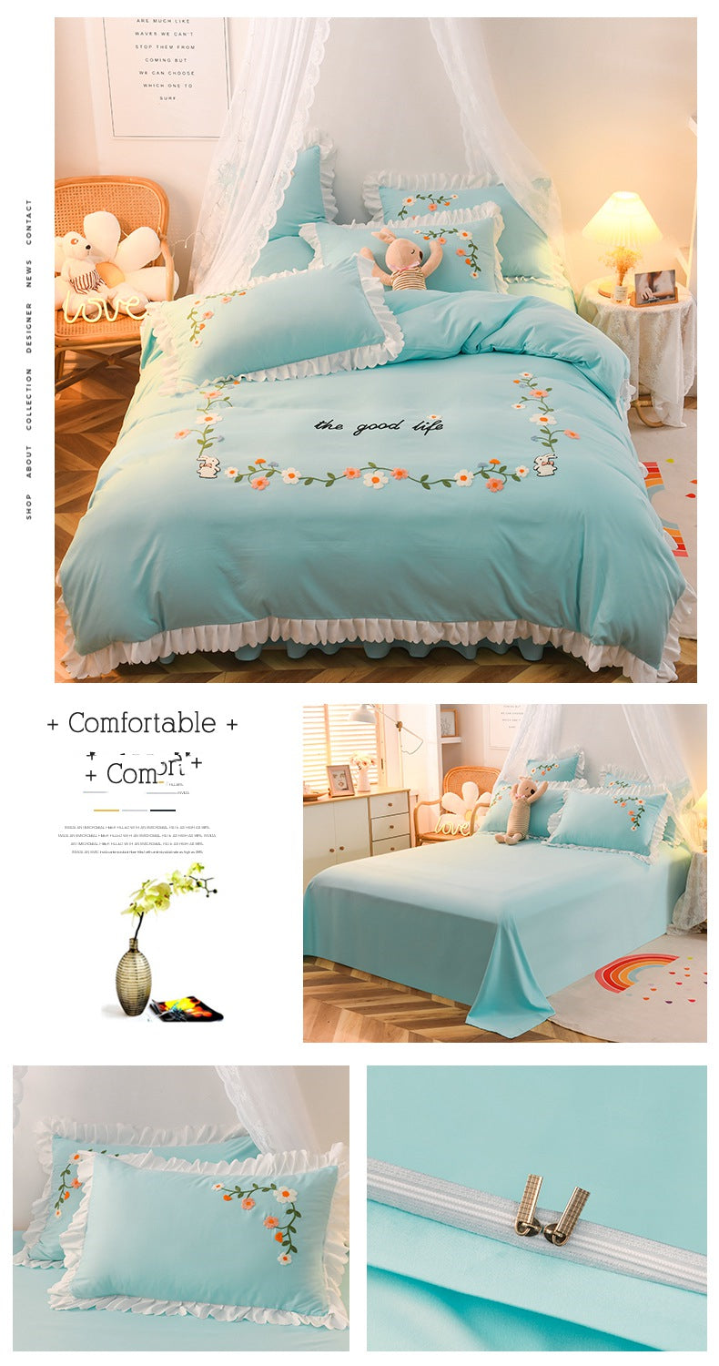 Three-piece Set On Single Bed With Wind Ruffled Duvet Cover Pi-Mart