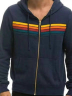 Full Size Striped Zip-Up Hoodie Plus Size THRIXINE