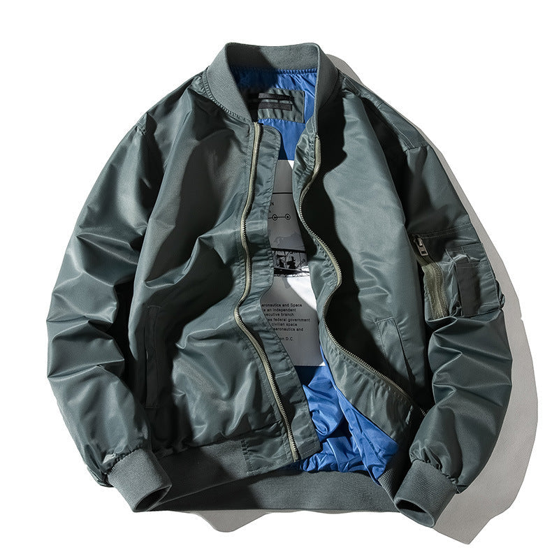 Acket Solid Pilot Jackets Men Military Flight Baseball Pi-Mart