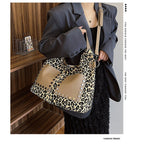 Ladies leopard print large capacity tote bag, vintage hobo bag casual, shoulder bag with crossbody strap, bag underarm bag women - SJB-DIAMOND ELITES