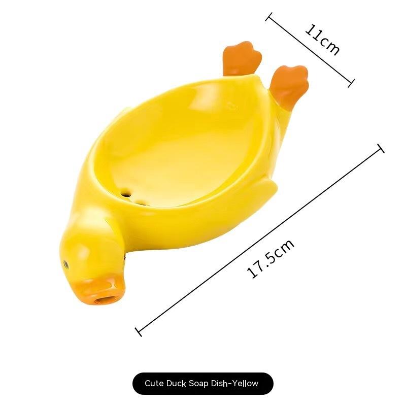 Small Yellow Duck Creative Ceramic Drain Soap Box Pi-Mart