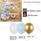 96Pcs Latex Blue Gold Confetti & Metallic Foil Balloons for Birthday Baby Shower Party Decorations Girl And Boy Birthday Party Ballons Decoration In Modern New Style Stevvex