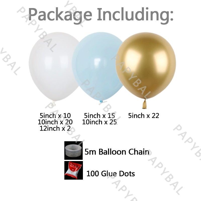 96Pcs Latex Blue Gold Confetti & Metallic Foil Balloons for Birthday Baby Shower Party Decorations Girl And Boy Birthday Party Ballons Decoration In Modern New Style Stevvex